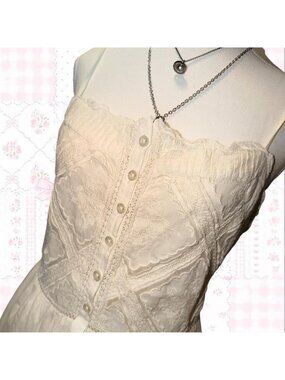 Juicy Couture Cream Lace-Trim Midi Dress